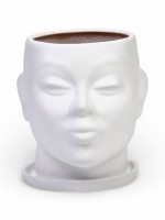 Декоративный горшок для цветов «Голова», керамический, 1.3 л, 16×16×14 см, белый