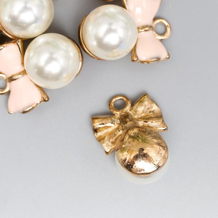 Декор для творчества металл "Жемчуг с бантом" МИКС 2,1х1,6х1,3 см