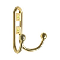 Крючок мебельный ТУНДРА TKd=016, двухрожковый, золото