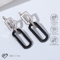 Серьги керамика «Овал» звено, чёрные в серебре