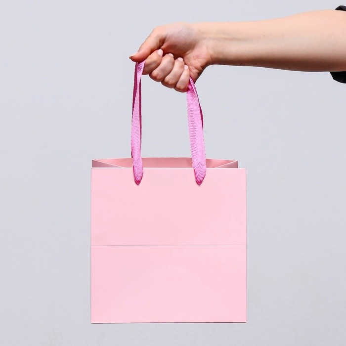Пакет для торта и коробок, с широким дном, розовый, 20×20×20 см