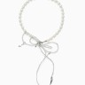 Бусы «Бантик» с жемчугом, белые в серебре, 37 см