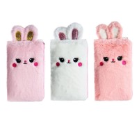 Пенал школьный меховой на молнии Calligrata "Зайка", микс