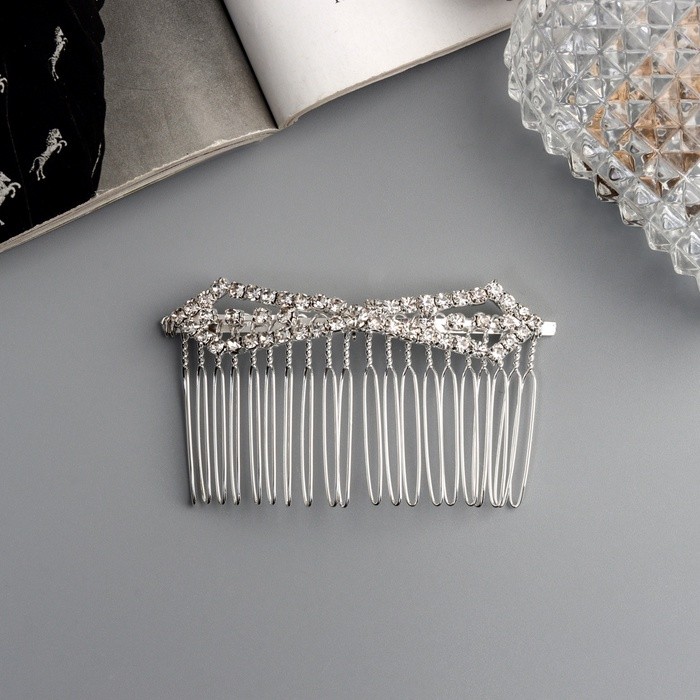 Гребень для волос QF «Медея», бант углы, 8×4 см, серебро
