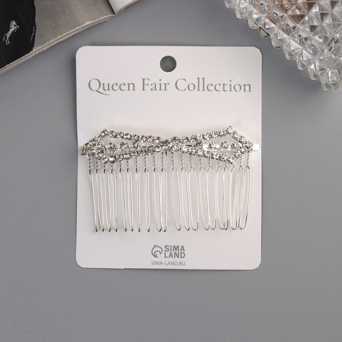 Гребень для волос QF «Медея», бант углы, 8×4 см, серебро
