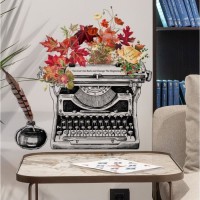 Наклейка пластик интерьерная "Печатная машинка с листьями" набор 2 листа 35х25 см