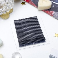 Невидимка для волос "Классика" (набор 24 шт) гладкие, 5 см, чёрные