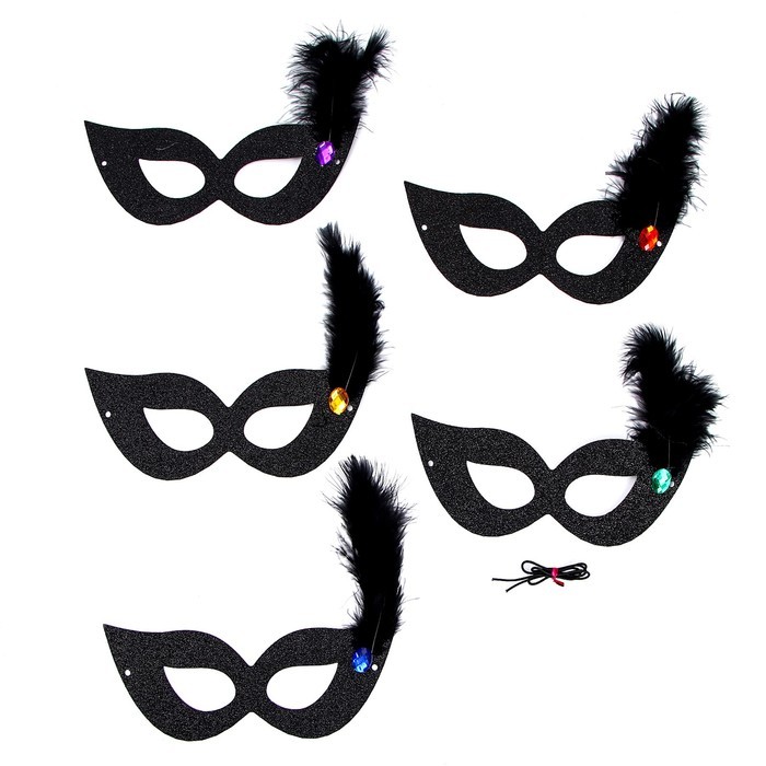 Карнавальная маска «Незнакомка» с пером МИКС