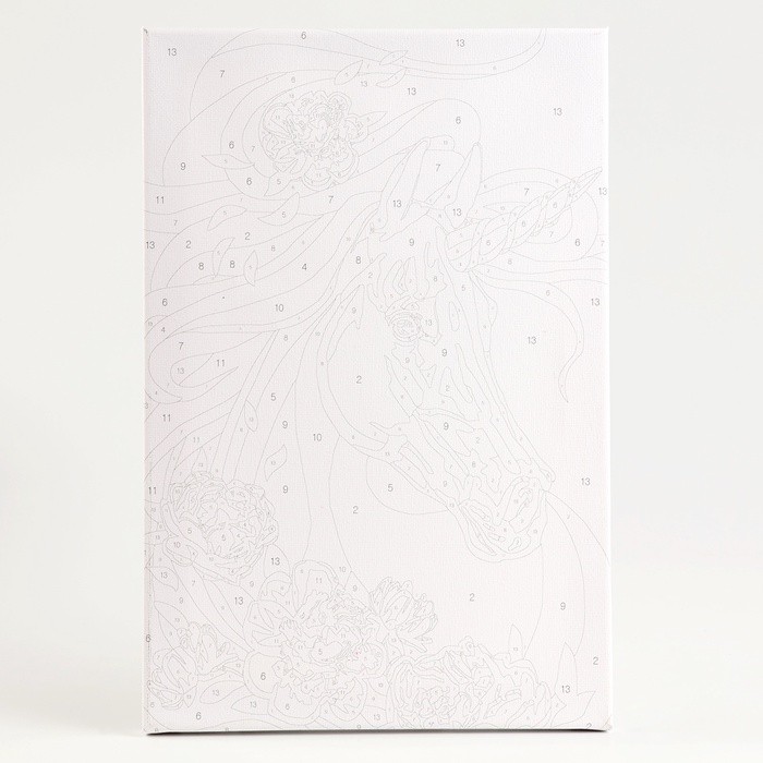 Картина по номерам на холсте с подрамником «Единорог в цветах», 30х20 см