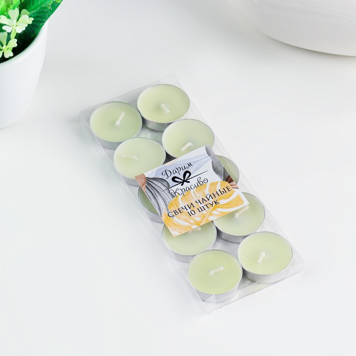 Набор чайных свечей, 10 шт, 6г, белые