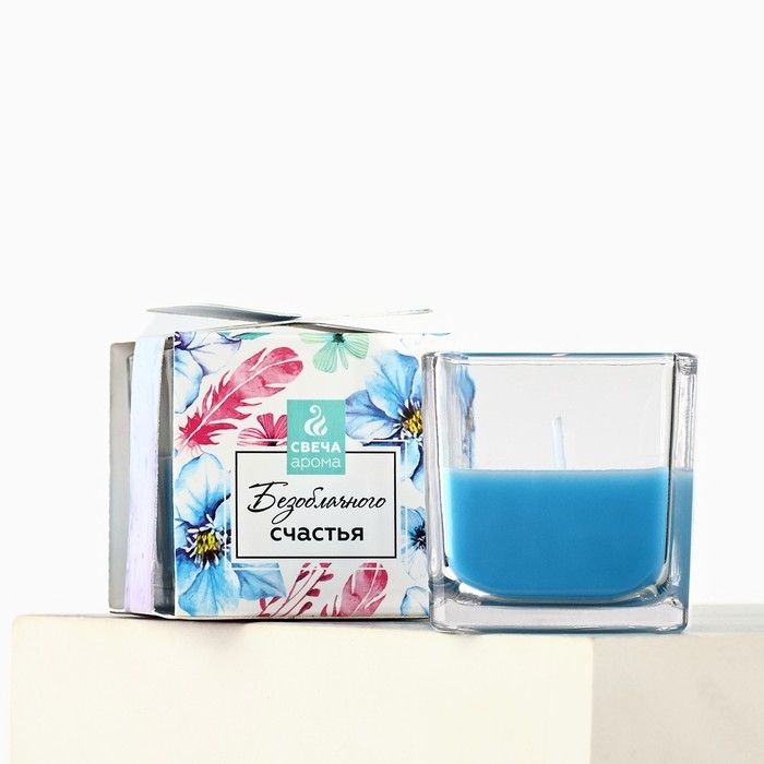 Свеча ароматическая «Безоблачного счастья» аромасвеча, аромат цветочный, 5,3 х 5,3 х 5,5 см.