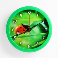 Часы настенные, d-28 см, интерьерные, "Божья коровка", бесшумные