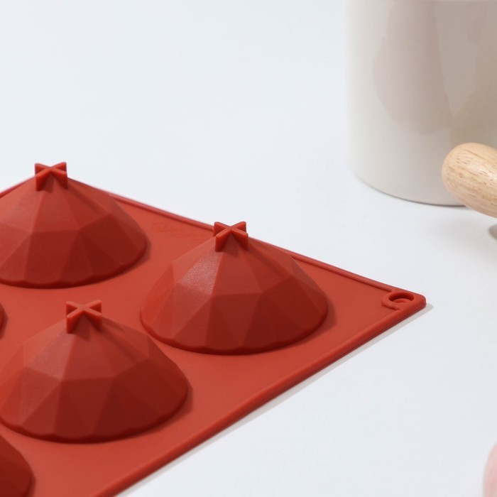 Форма для выпечки Доляна «Бриллиант», 8 ячеек, 29×17×2,2 см, d=5,8 см, цвет коричневый