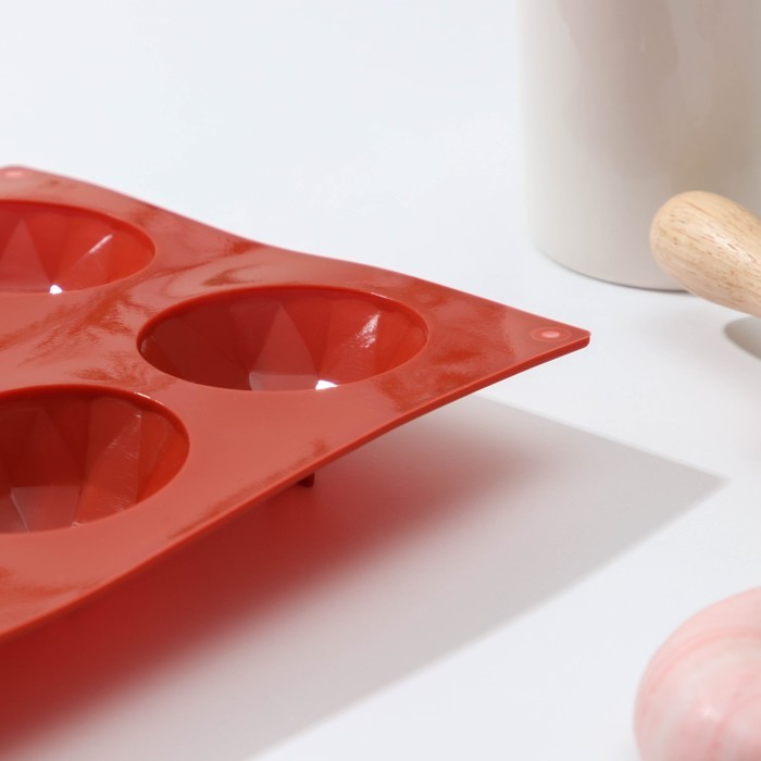 Форма для выпечки Доляна «Бриллиант», 8 ячеек, 29×17×2,2 см, d=5,8 см, цвет коричневый