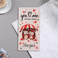 Конверт для денег "I love you" глиттер, конгрев, ёжики, 17х8 см