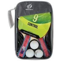 Набор для настольного тенниса BOSHIKA Control 9: 2 ракетки, 3 мяча, губка 1.8 мм, коническая ручка