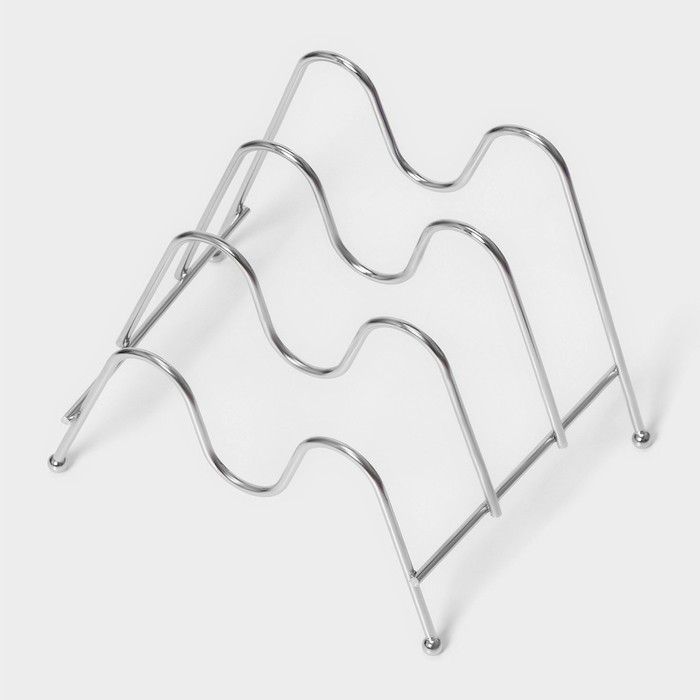 Подставка для крышек Доляна, 3 секции, 21×14×14 см, хром