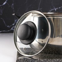 Крышка стеклянная для сковороды и кастрюли «Доляна», d=26 см, нержавеющий обод, пластиковая ручка