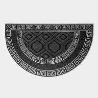 Коврик придверный полукруглый Доляна «Меандр», 44×74 см, серебряный