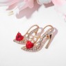 Брошь «Туфель пара», красная, белый в золоте Брошь «Туфель пара», красная, белый в золоте
