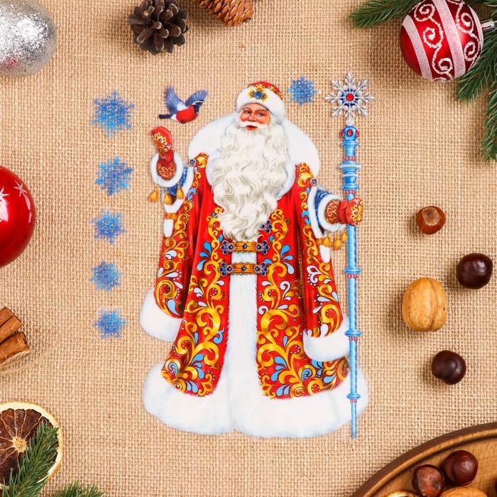 Набор наклеек оформительский "Дед Мороз" 33,8х24,4см