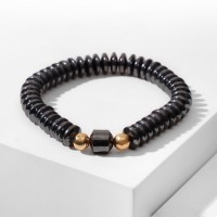 Браслет унисекс «Гематит», диски, d=7 см, чёрный