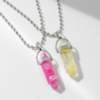 Кулоны парные «Маятники», 40 см, цветные в серебре