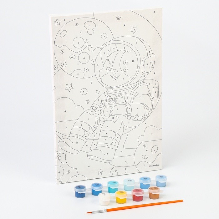 Картина по номерам для детей на холсте с подрамником «Корги космонавт», 20 х 30 см