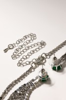 Набор 2 предмета: серьги, колье «Феникс» изгиб, цвет бело-изумрудный в серебре, 35 см