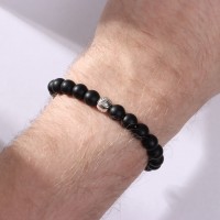 Браслет унисекс «Гранд», матовые бусины, d=6 см, чёрный