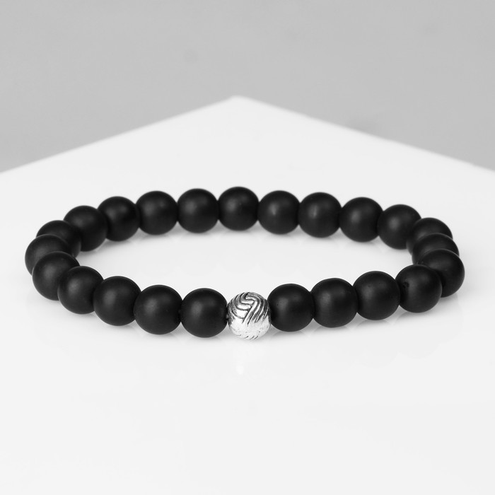 Браслет унисекс «Гранд», матовые бусины, d=6 см, чёрный Браслет унисекс «Гранд», матовые бусины, d=6 см, чёрный