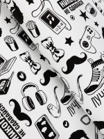 Бумага упаковочная крафт «На стиле» черный цвет на белом фоне, 0.72×10±5% м, 60 г