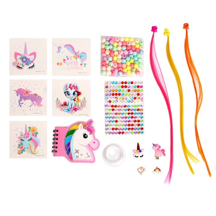 Подарочный набор с прядями, тату, стразами, в сумочке