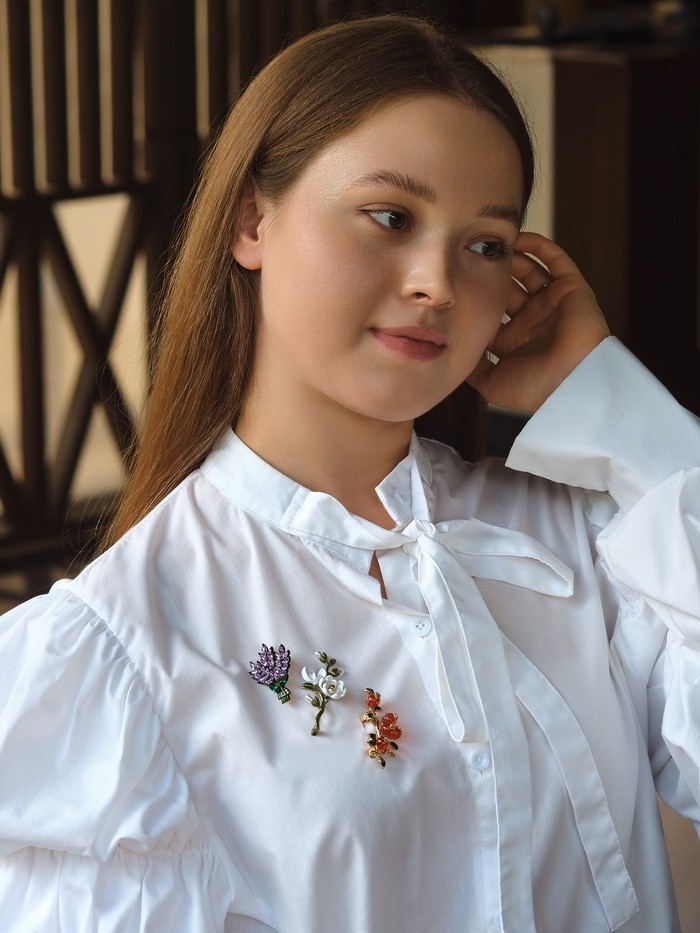 Набор брошей «Цветы» брусника, лаванда, жасмин, цветные