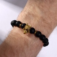 Браслет мужской «Бастион», дракон, шар №10, d=7 см, чёрный