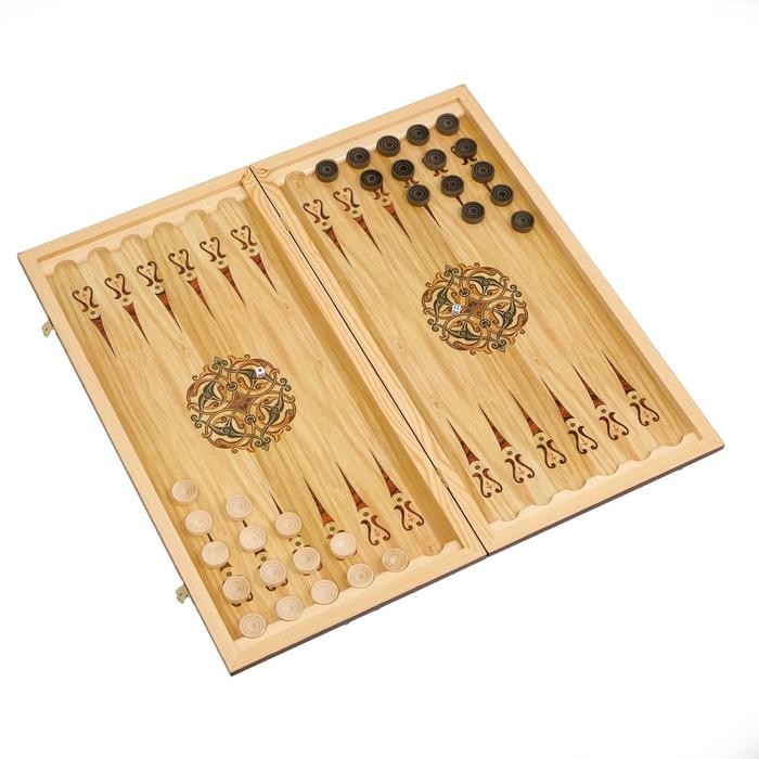 Нарды "Настоящему мужчине", деревянная доска 60 х 60 см, с полем для игры в шашки