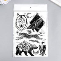 Татуировка на тело чёрная "Хищники" 21х15 см