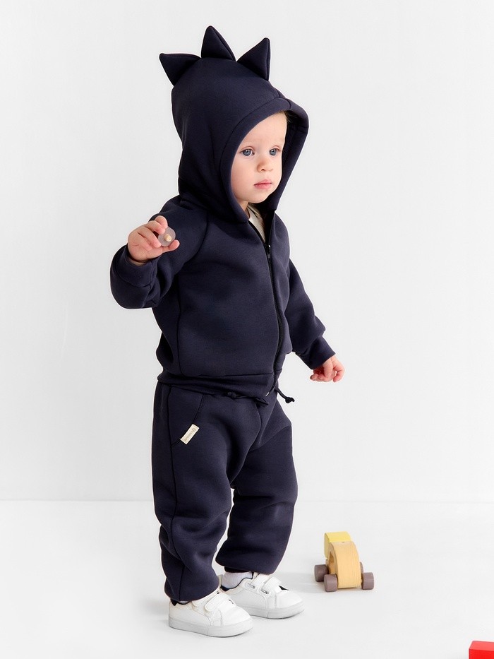 Костюм детский (толстовка, брюки) «Крошка Я» Dino, рост 62-68, тёмно-серый