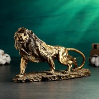 Фигура "Лев на камне" 24х43см, бронза с позолотой