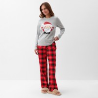 Пижама новогодняя женская (лонгслив, брюки) KAFTAN Santa, размер 48-50