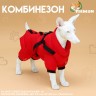 Комбинезон для собак со шлейкой «Моден», размер 12 (ДС 28, ОГ 38, ОШ 27 см), красный
