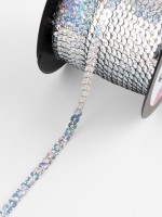 Пайетки на нити, голография, 6 мм, 91±1 м, цвет серебряный