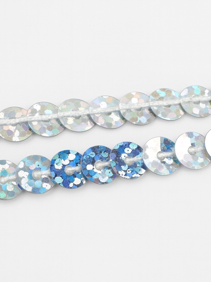 Пайетки на нити, голография, 6 мм, 91±1 м, цвет серебряный