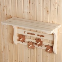 Полка - вешалка «Листопад. С лёгким паром», 58×38×25 см, деревянная, 4 крючка, «Добропаровъ»