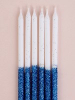 Свечи для торта «Блестящее сияние», 6 шт., белые с голубым