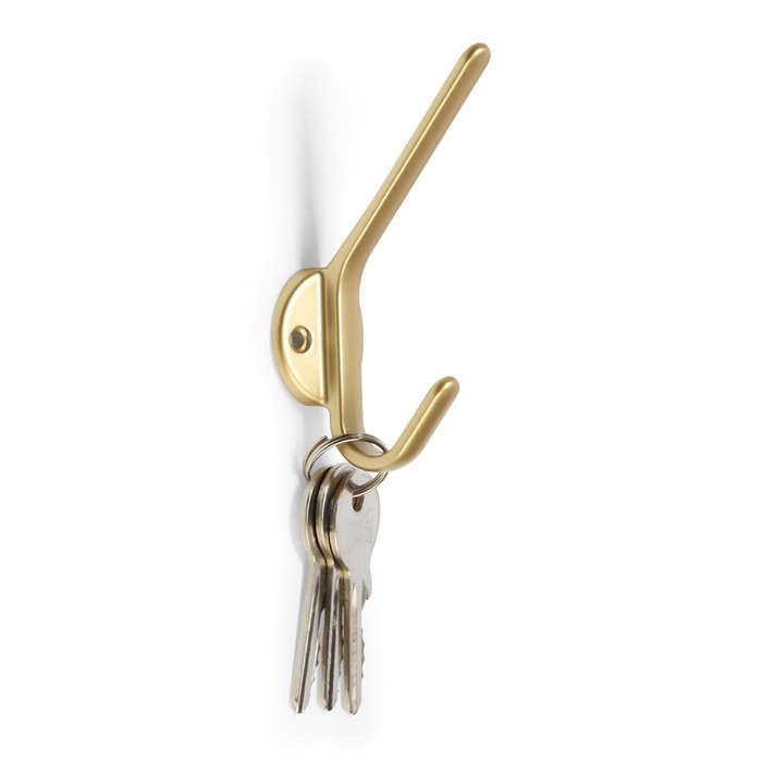 Крючок мебельный CAPPIO TKD030, двухрожковый, цвет матовое золото