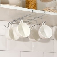 Держатель для кружек подвесной Доляна, на 8 предметов, 27.5×20×7.5 см, на толщину полки 3.5 см, хромированный