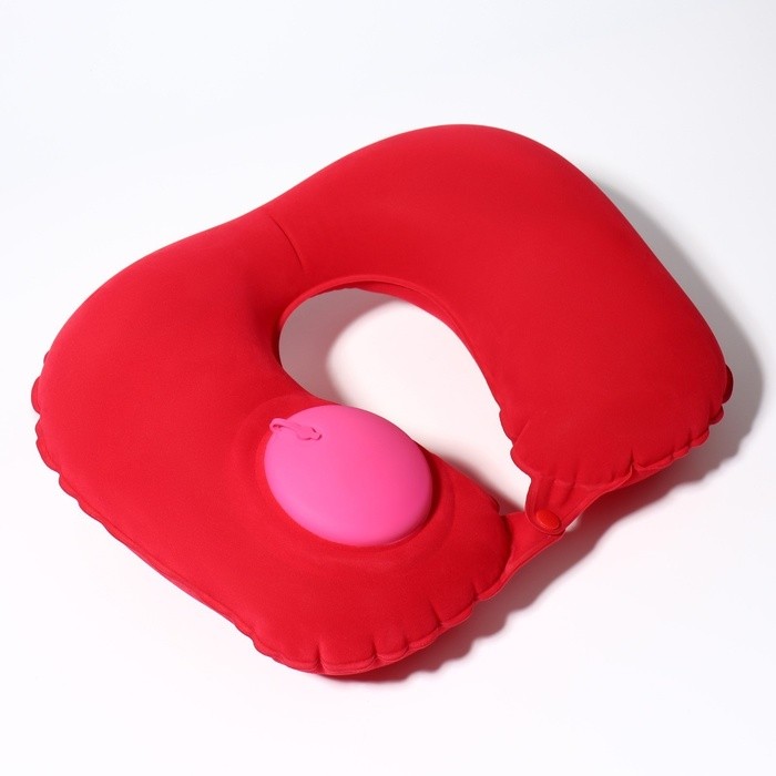 Подушка надувная для шеи, дорожная, с насосом, 47×27 см, МИКС