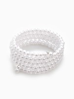 Браслет жемчуг «Невеста» бусины d=0.5, 4 ряда с пружинкой, белый