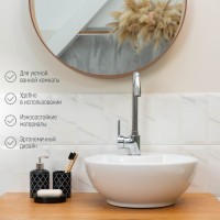 Набор аксессуаров для ванной комнаты Доляна «Марокко», 3 предмета, мыльница, дозатор для мыла, стакан, чёрный